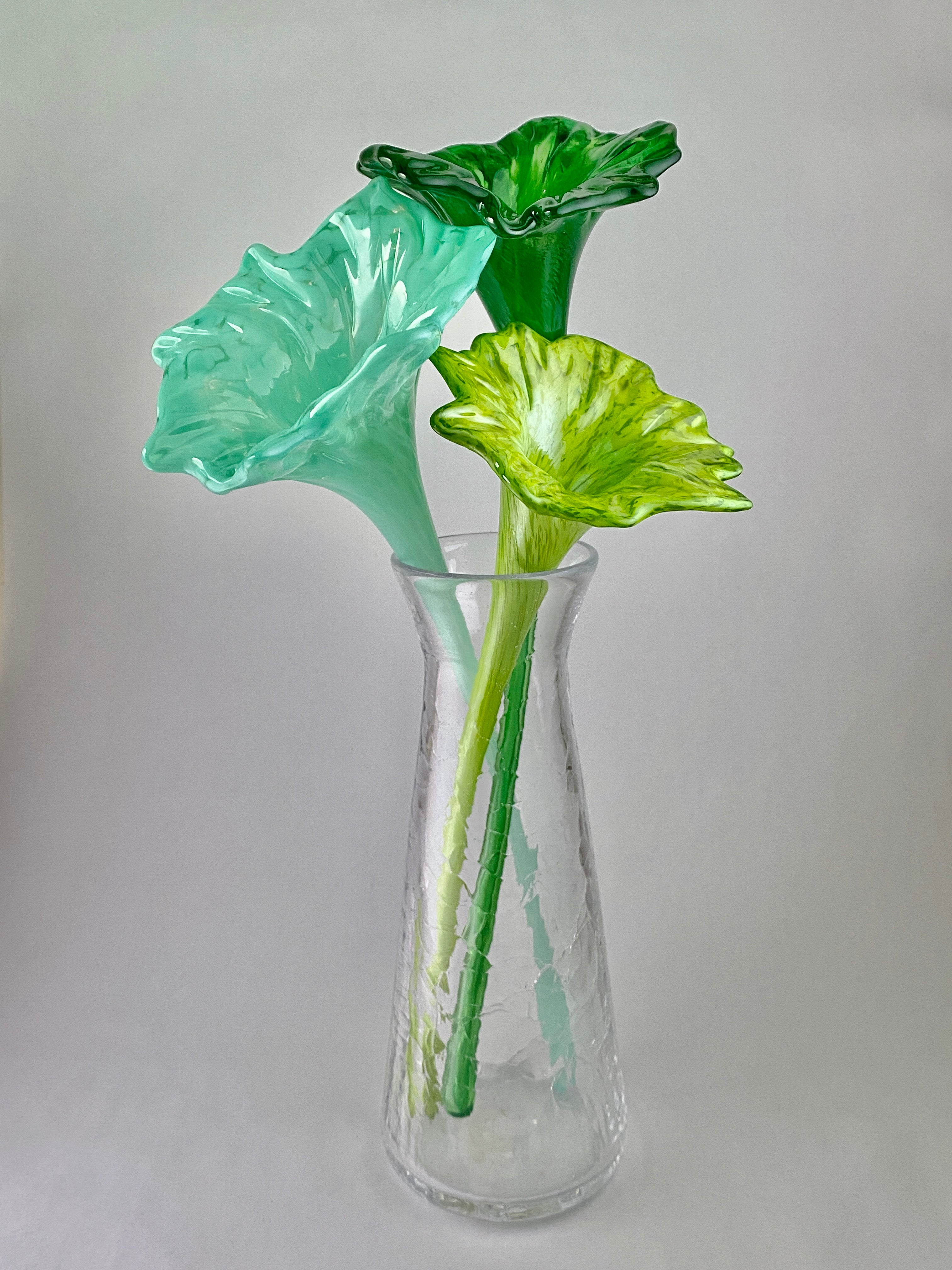 Popular Hand Blown Glass Flowers and Vase